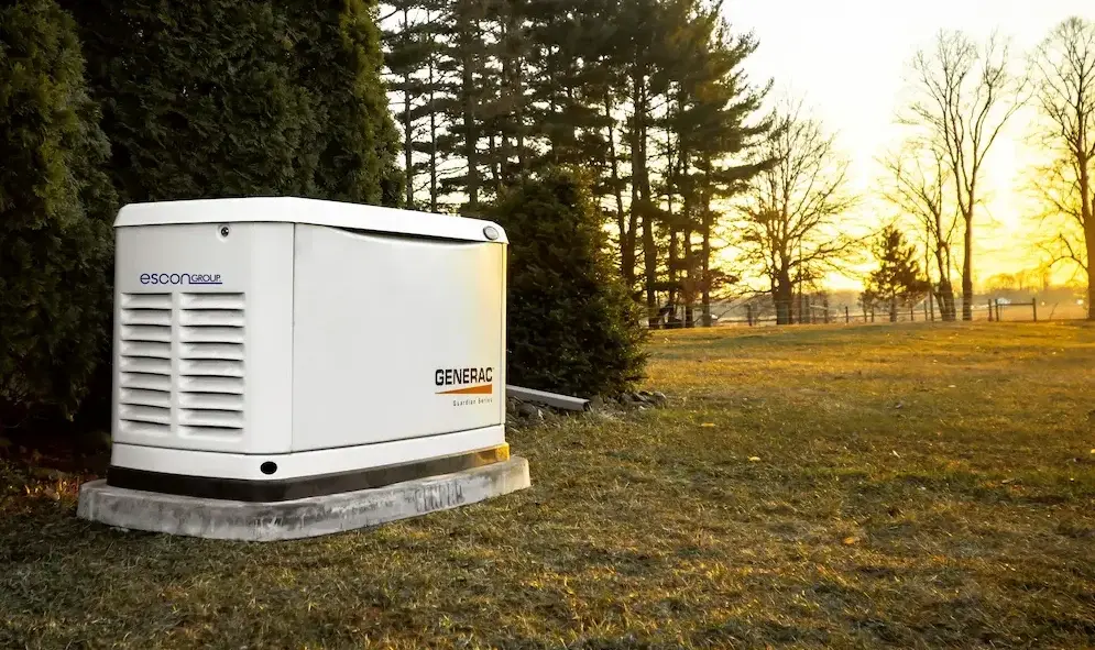 Generac residential generator close-up on pad