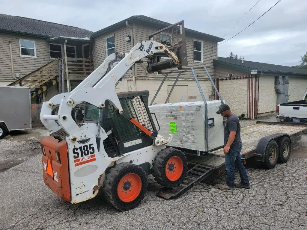 Standby generator freshly installed next to home