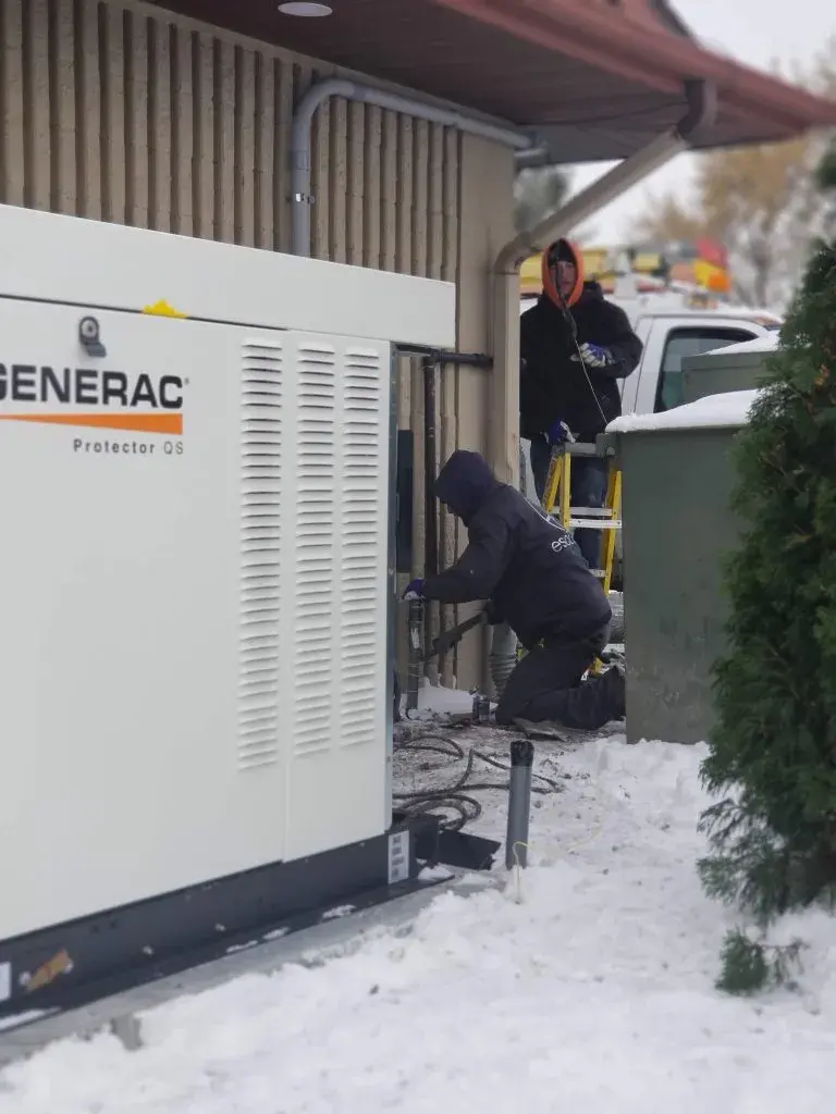 Portrait view of standby generator installation