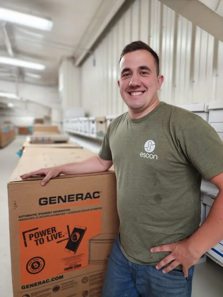 ESCON technician Jacob at a generator installation